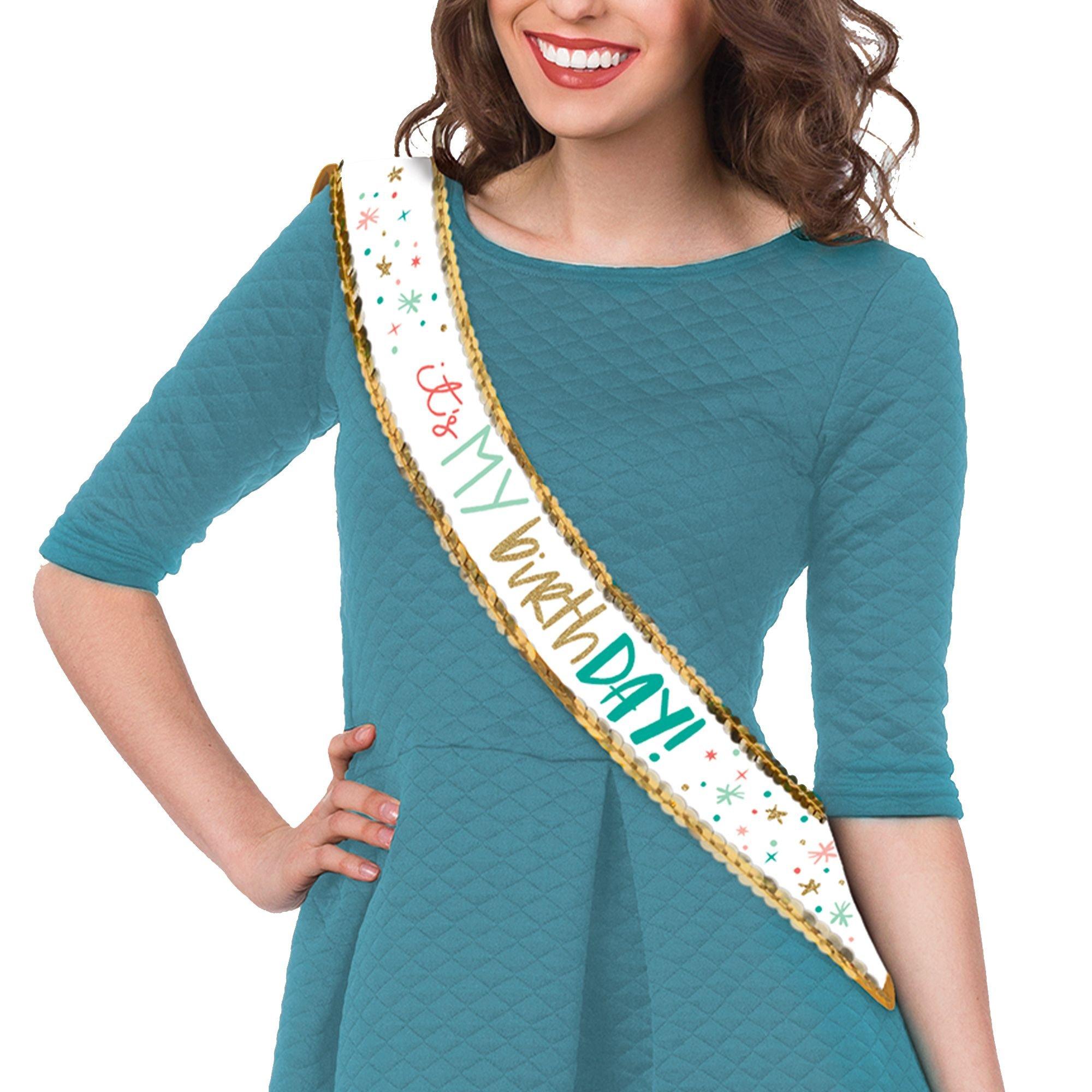 Happy Cake Day Birthday Sash 4in x 30in